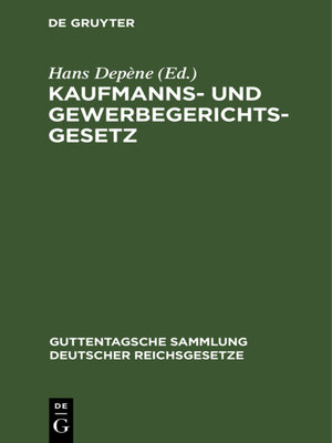 cover image of Kaufmanns- und Gewerbegerichtsgesetz